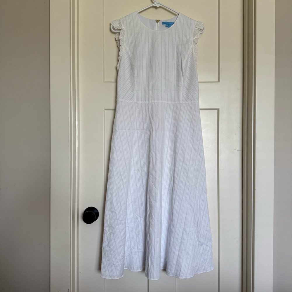 Draper James White Eyelet Lace Sleeveless Midi Dress size 6